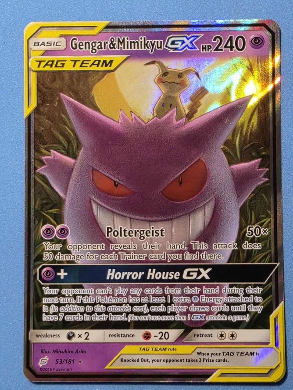 Pokemon Gengar & Mimikyu GX 53/181 Team Up Tag Team Holo Rare LP